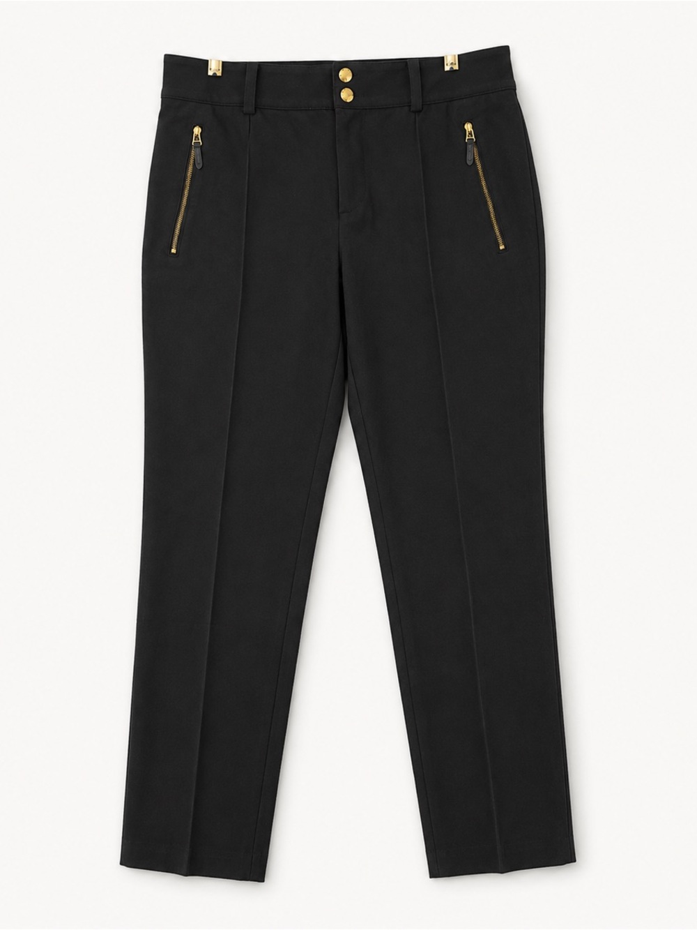 Lauren Ralph Lauren Black Zip Pocket Ankle Pants Gold Hardware Size 8 Career
